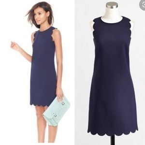 J Crew Scalloped Navy Blue Shift Dress